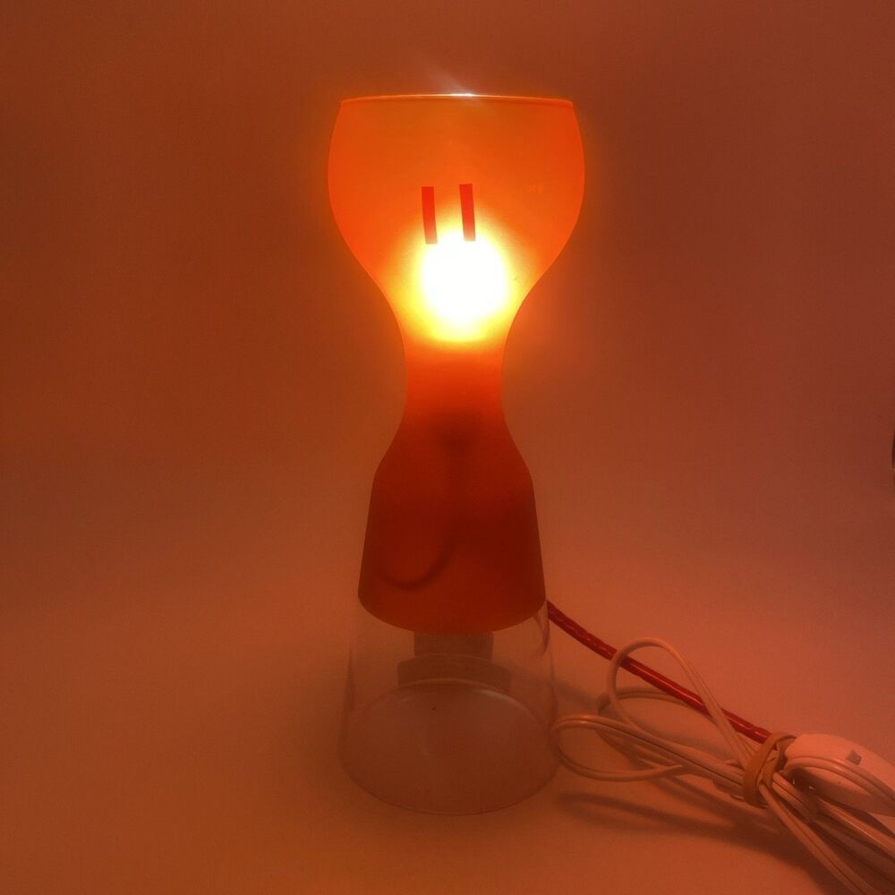 VTG IKEA Schlager Lamp Orange Frosted Glass Table Mood Light 12" Carl Öjerstam